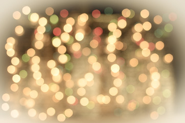 Christmas card. Bright blurred defocused Xmas lights background with copyspace, your text space. © natiandru