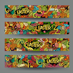 Corporate Identity vector templates set with doodles easter theme