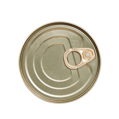 Top of view aluminum cans isolated on white background