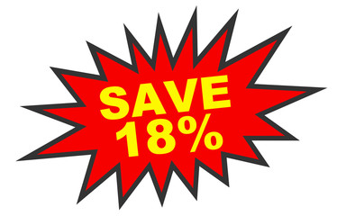 Discount 18 percent off. 3D illustration on white background.