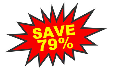 Discount 79 percent off. 3D illustration on white background.