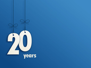 Suspended Number 20 on blue background