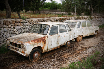 Old rusty jalopy automobile