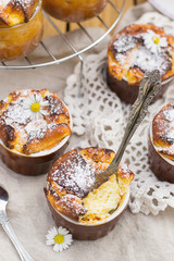 Sweet cottage cheese souffle with raisins for dessert