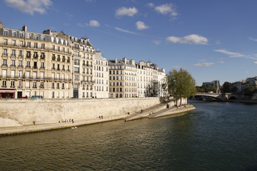Fototapeta na wymiar Quai de Seine sur l'île de la Cité à Paris