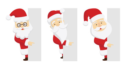 Santa Claus template set. Isolated Santa with template space for text, decoration and others.