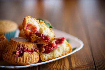sweet muffins stuffed with cherries