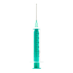 Medical syringe with needle isolated over white background
