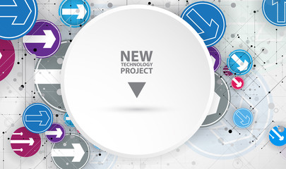 Fototapeta premium Flow of arrows. Imagination of business or technology process. Vector futuristic background with great idea