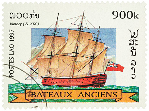H.M.S. "Victory" (18th-century) on postage stamp