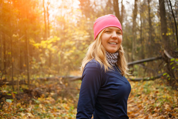 Young woman running in park