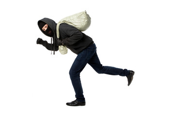 Thief in jacket with hood