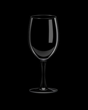 Vector realistic isolated empty glass on black background.