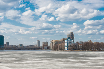 View of quay wharf embankment Yekaterinburg City.