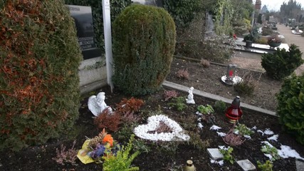 10924 A pan/tilt shot of Anneliese Michels grave in Klingenberg am Main. 