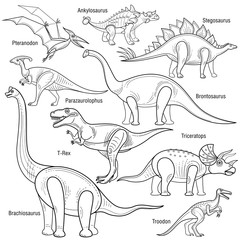 Vector illustration of different dinosaurs.