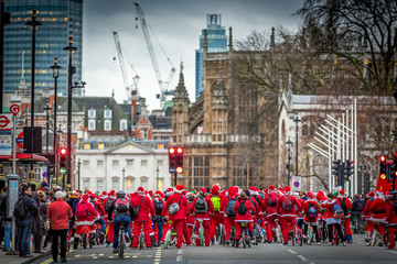 Santas Riding for Charity in London