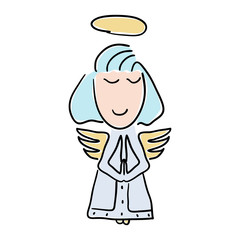 Vector color illustration of a Cartoon style little angel
