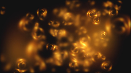 Abstract colorful defocused cells. Abstract microscopic forms on a dark background. Scientific illustration. Luminous