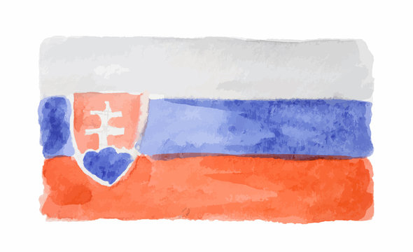 Watercolor isolated flag of Slovakia on white background