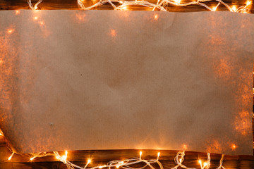 Christmas garland on blank paper