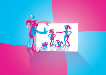 Naklejka premium Mascotte Famille