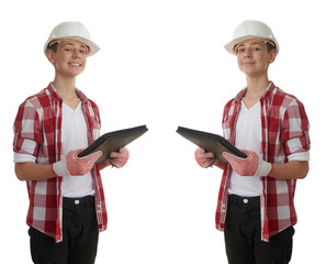Cute teenager boy over white isolated background