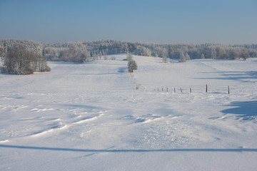 Wzgórza Dylewskie pod śniegiem