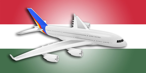 Plane and Hungary flag.