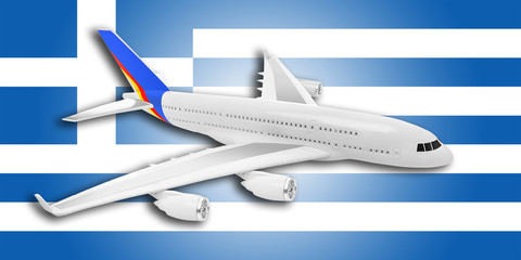 Plane and Greece flag.