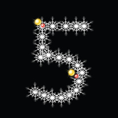 Abstract star Number alphabet character on the black background. Vector Illustration EPS 10.