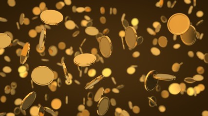 golden coins with depth of field effect.