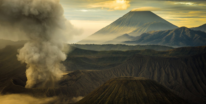 the mountaintop and crater