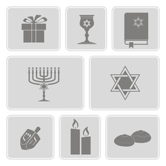 monochrome set with hanukkah symbol icons for your design