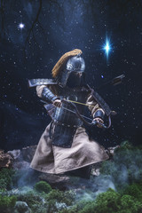 Fototapeta premium Archer Samurai stalking