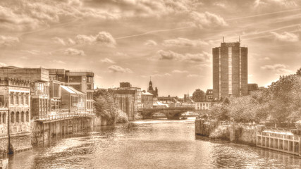 View Over River Ouse York HDR Sepia