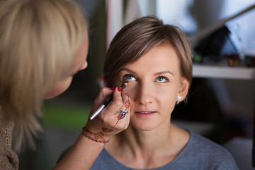 Makeup artist and a model