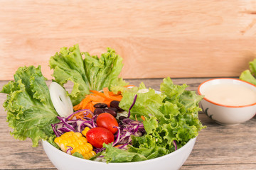 Vegetable Salad on Wooden background