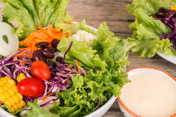 Vegetable Salad on Wooden background