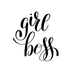 girl boss handwritten positive inspirational quote brush typogra