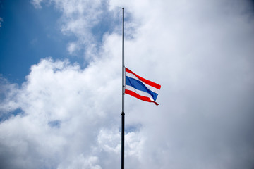 Thailand flag half-mast on pole to mourn