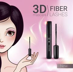 Vector Illustration with Manga style girl and mascara.