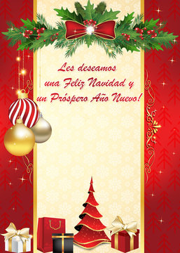 Les deseamos Feliz Navidad y Feliz Año Nuevo - Tarjeta de felicitación para las vacaciones de invierno