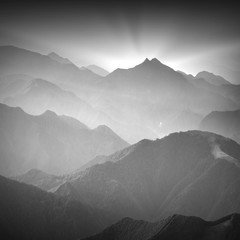 Ukrainian mountains. Monochrome colors