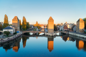 medieval bridge Ponts Couverts of Strasbourg, France