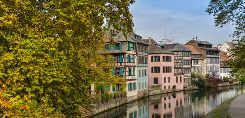 Strasbourg, water canal and nice house in Petite France area.