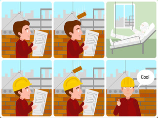 Accident on a building site cartoon vector