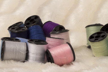 set of colored thread skeins for needlework