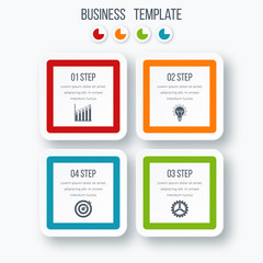 Infographics template four options with square
