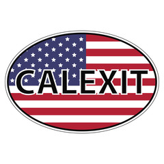 oval Sticker Calexit USA flag, vector